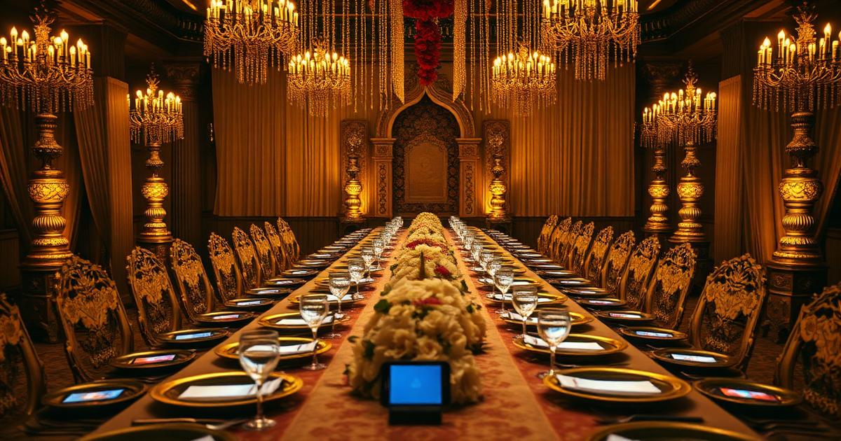 South Asian wedding head table seating 15 family members styled for viral Instagram reels